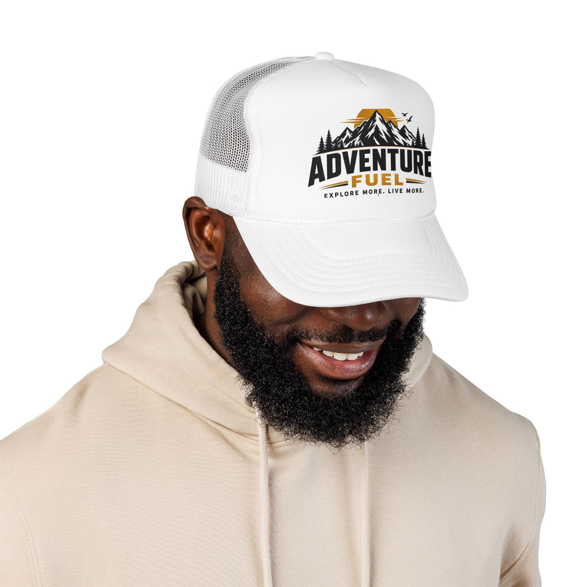 Adventure Fuel Trucker Hat — Explore More Live More Foam Cap