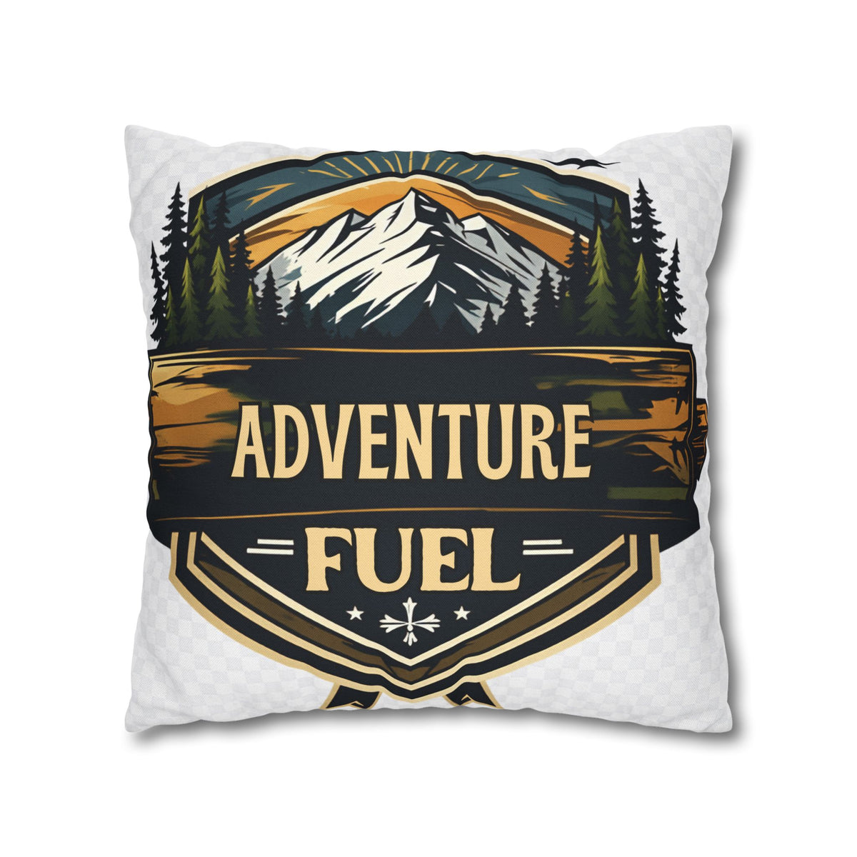 Adventure Fuel Pillowcase — Outdoor Mountain Graphic Square Throw Pillow