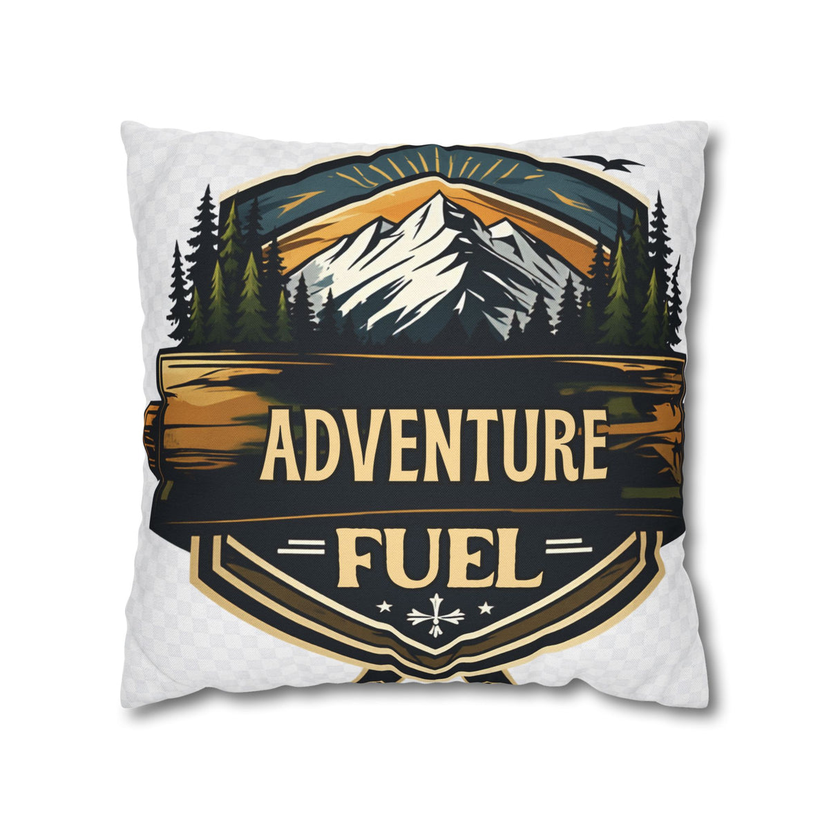 Adventure Fuel Pillowcase — Outdoor Mountain Graphic Square Throw Pillow