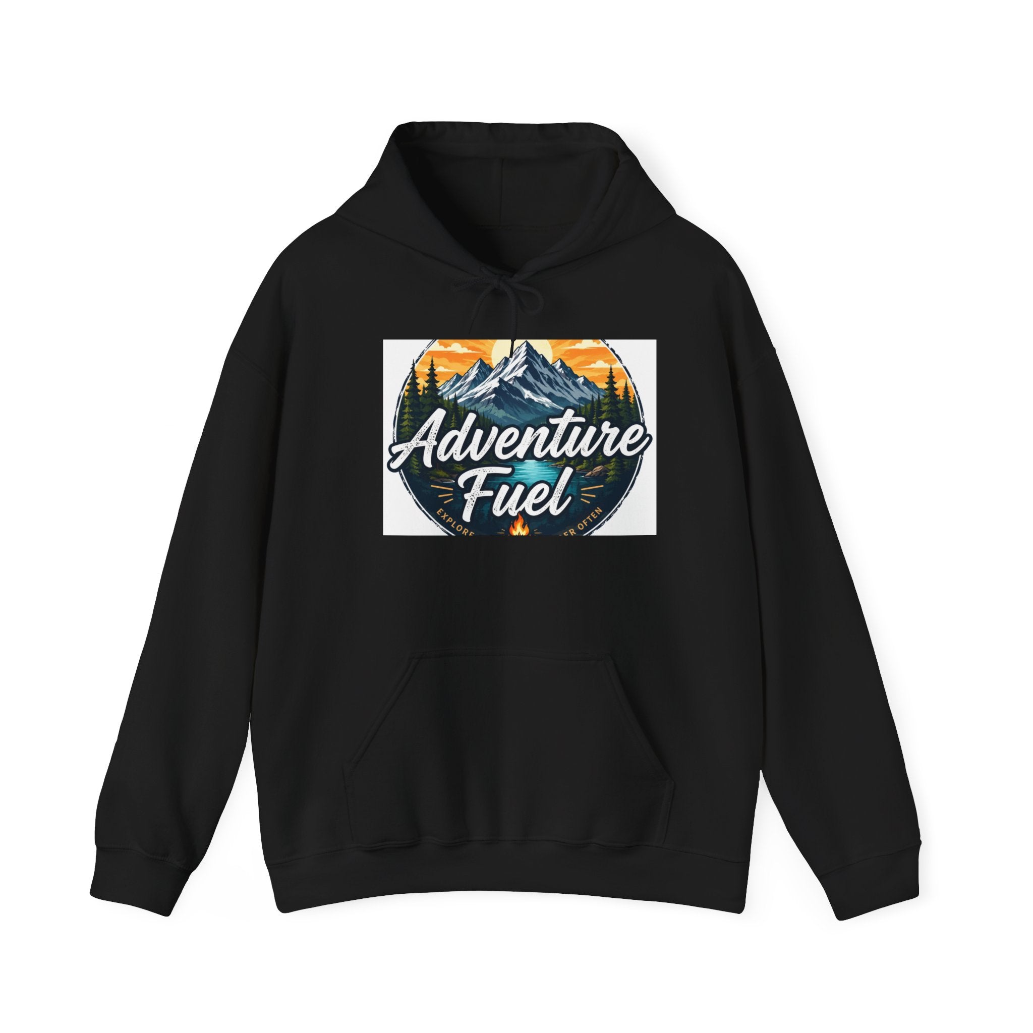 Adventure Fuel Hoodie — Retro Mountain Outdoor Travel Graphic Hooded Sweatshirt