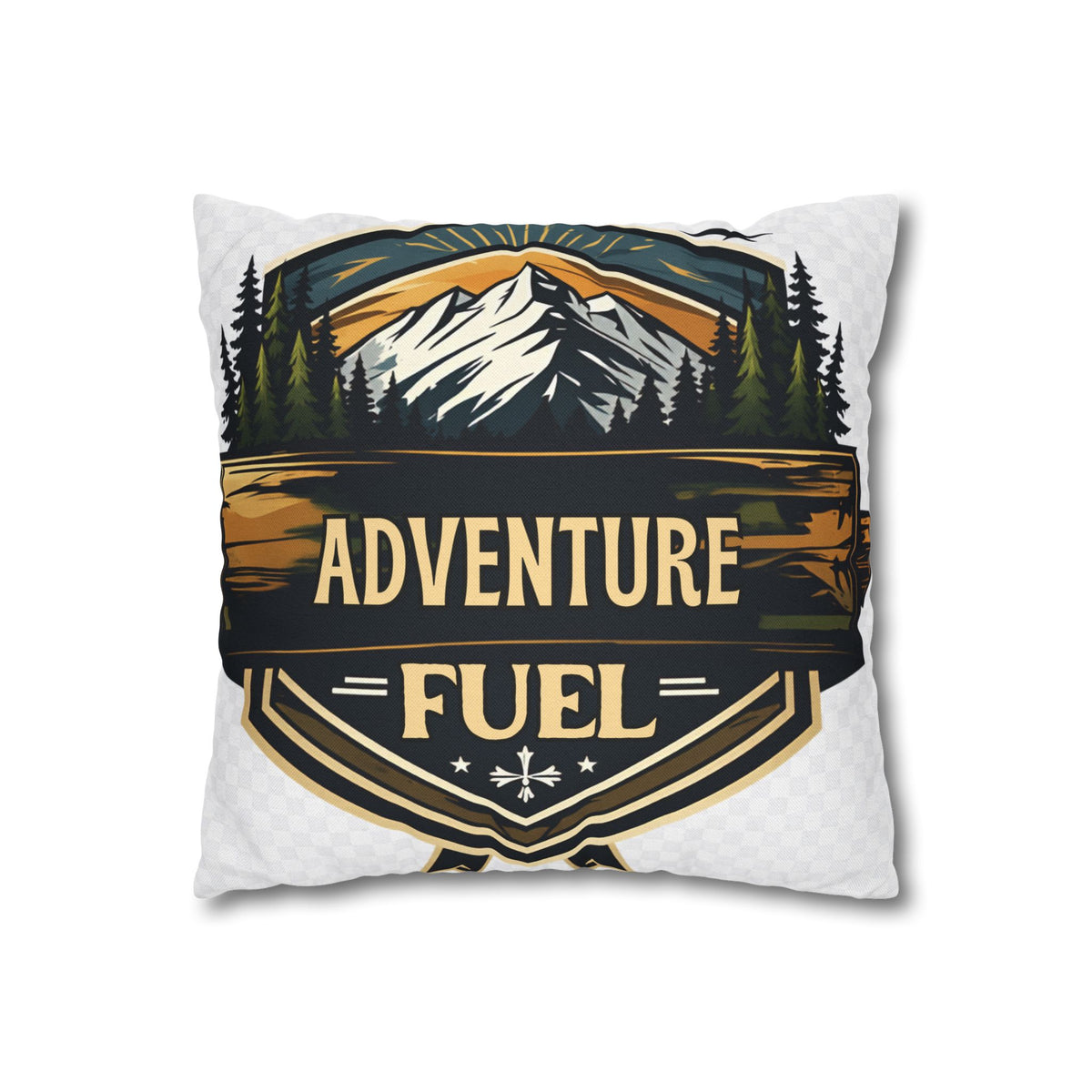 Adventure Fuel Pillowcase — Outdoor Mountain Graphic Square Throw Pillow