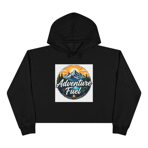 Adventure Fuel Crop Hoodie — Mountain Camping Graphic Hoodie