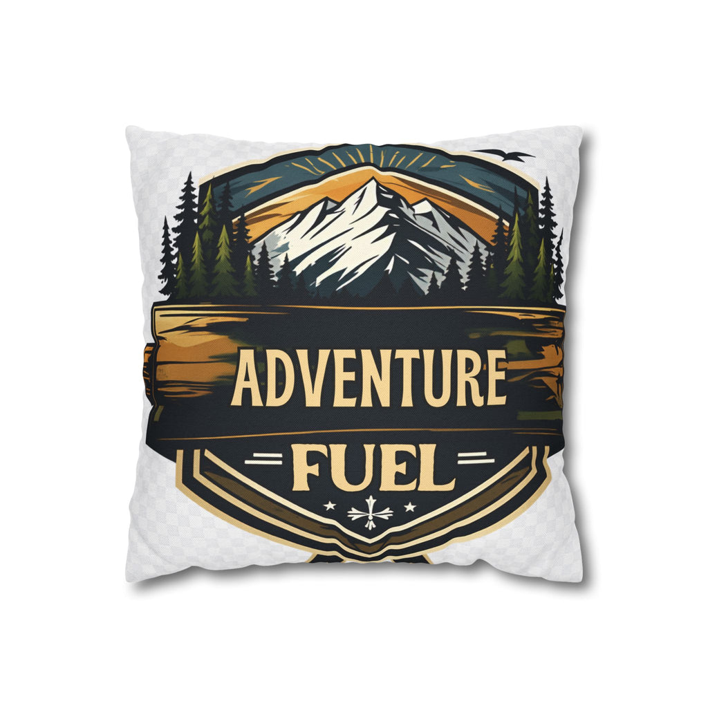 Adventure Fuel Pillowcase — Outdoor Mountain Graphic Square Throw Pillow