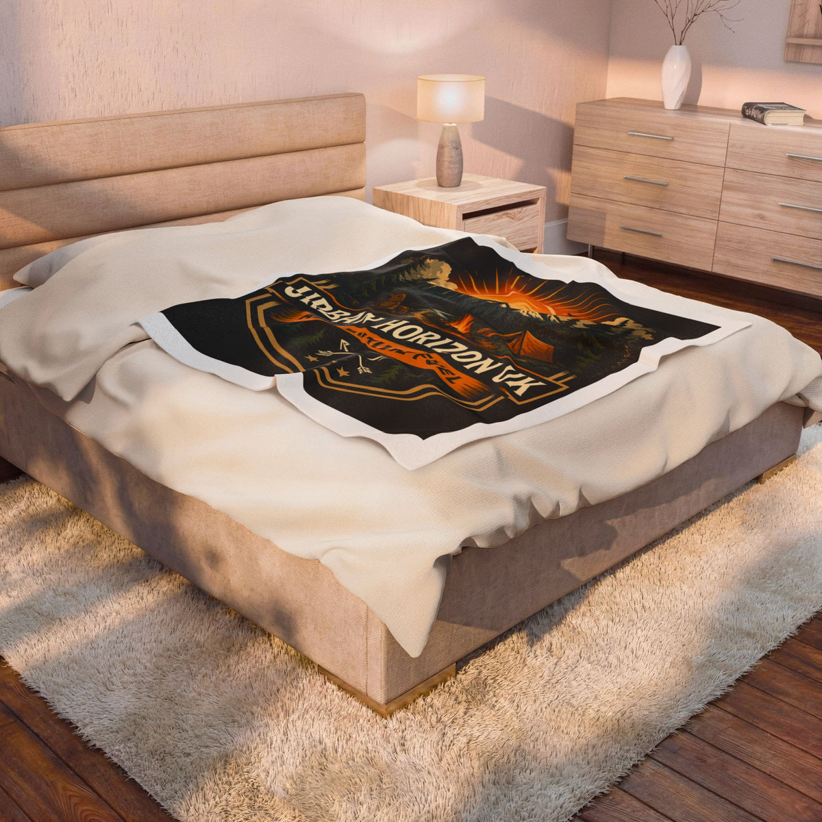 Adventure Camp Velveteen Blanket — "Urban Horizon UK: Adventure Fuel" Camping Throw