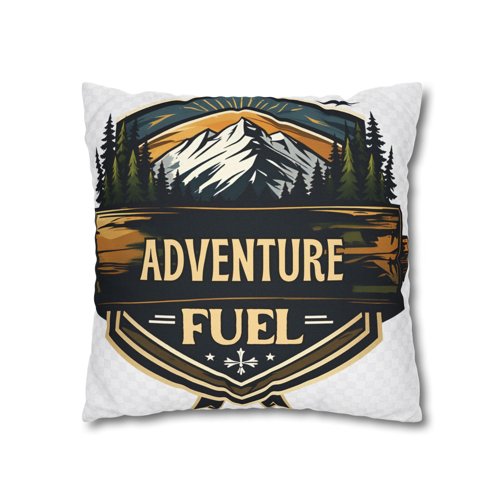 Adventure Fuel Pillowcase — Outdoor Mountain Graphic Square Throw Pillow